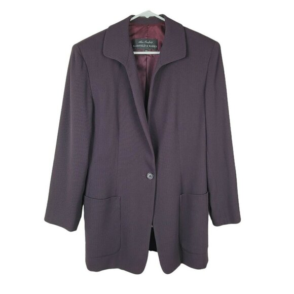 Vintage Alex Garfield Garfield & Marks Women's Blazer Jacket Sz 12 Dark Purple - Picture 2 of 12